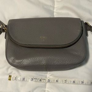 Fossil grey leather crossbody